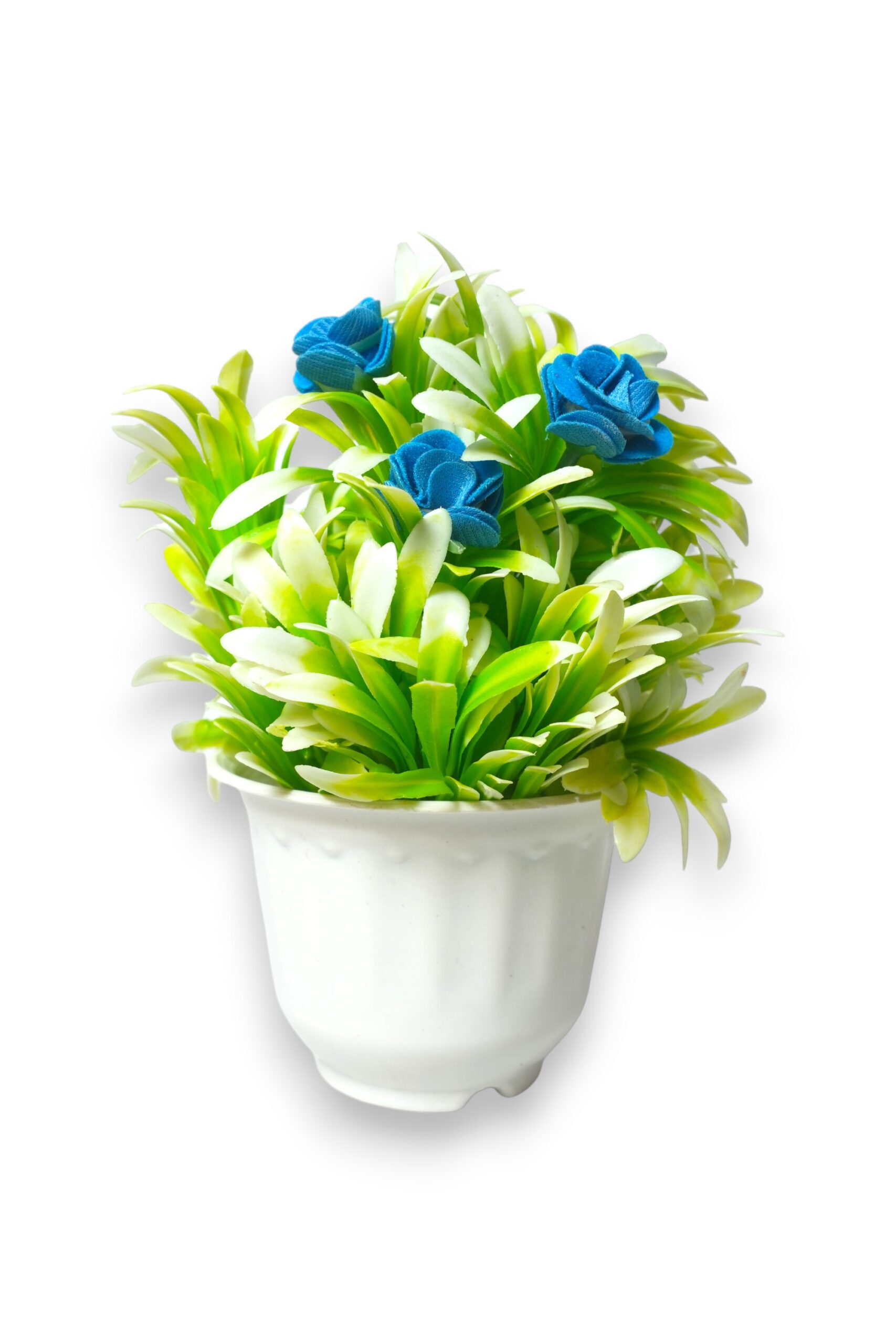 Artificial Blue Rose Bonsai Plant with White Pot