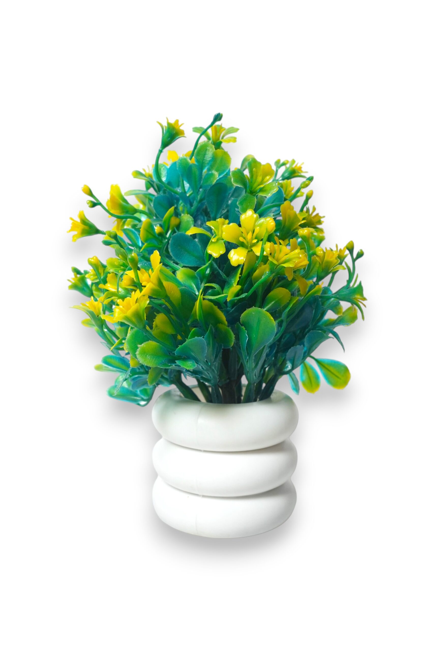 Artificial European Bonsai Plant with Yellow Flowers & White Pot