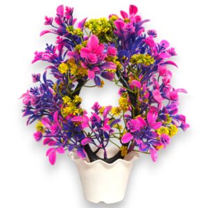 Artificial Multicolor Bonsai Plant with White Lotus Pot