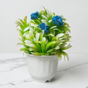 blue roses bonsai decorative artificial plant by rwfm.in