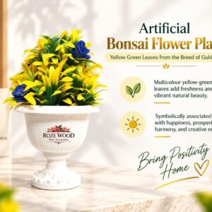Artificial Bonsai Flower Plant Yellow Green Leaves from the Breed of Guldaudi