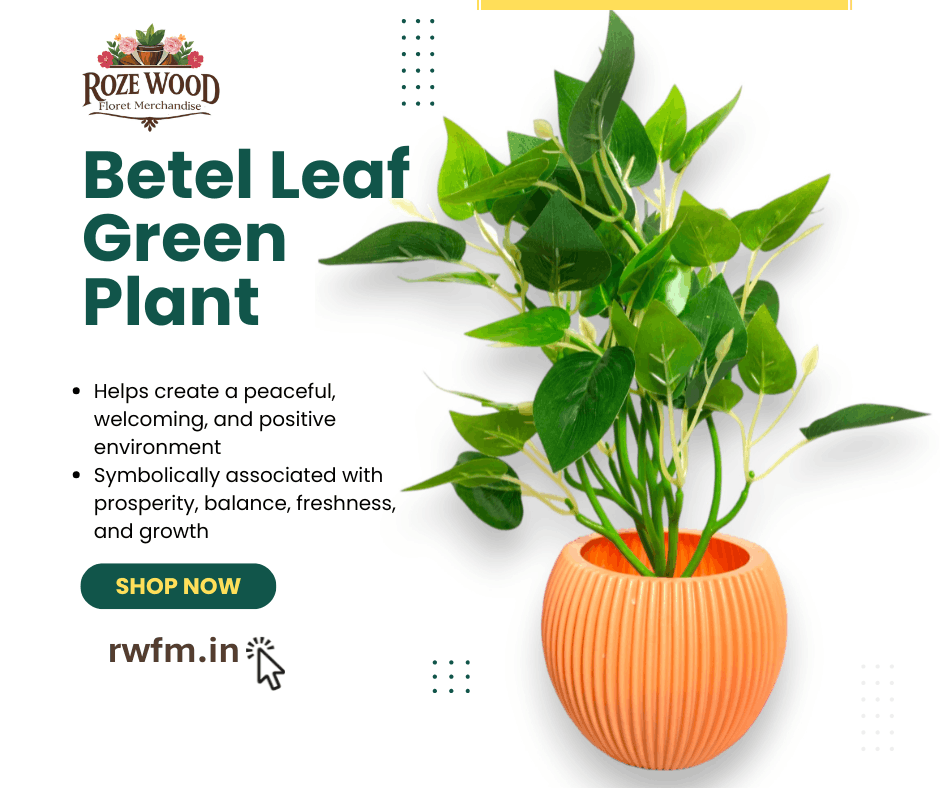 artificial betel leaf green plant with fancy pot