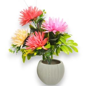 Artificial Bonsai Guldaudi multi-colour Flower Plant with Pot