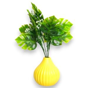 White Color baby bright Artificial Flower Plant with Yellow Pot