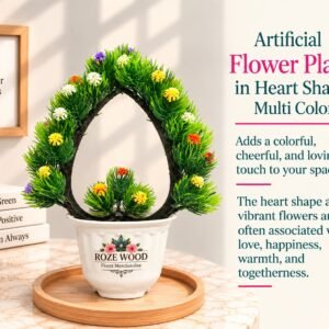 Artificial Flower Plant in Heart Shape Multi Color in Fancy Pot