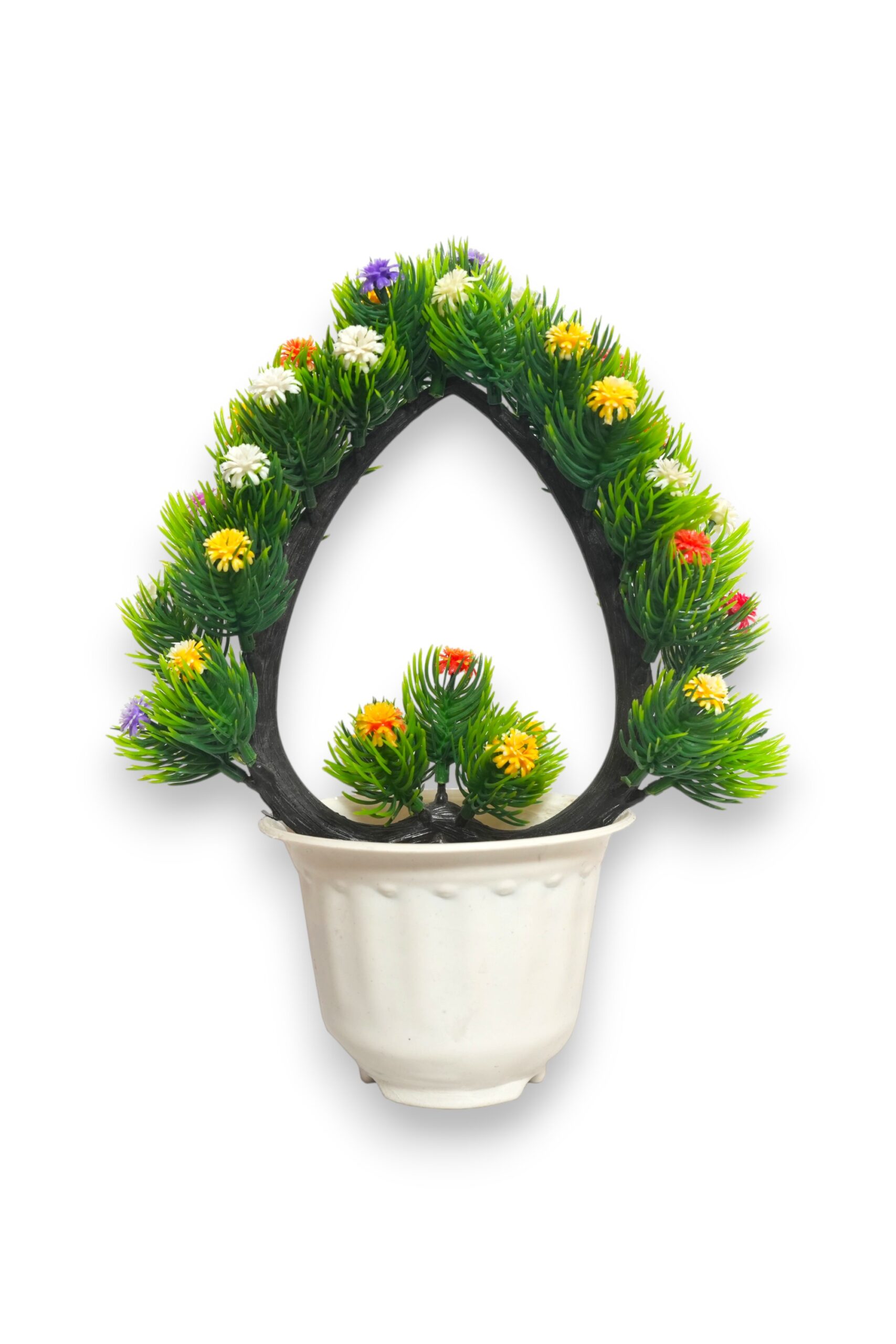 Artificial Flower Plant in Heart Shape Multi Color in Fancy Pot