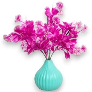Anthurium Artificial Flower Pink and Light Purple with Sea Blue Pot