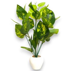 Artificial Money Plant with Green Leaves in Apple-Shaped Pot