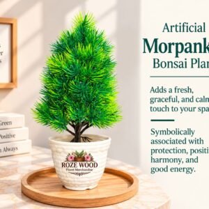 Artificial Morpankhi Bonsai Plant in Tile-Finish White Pot
