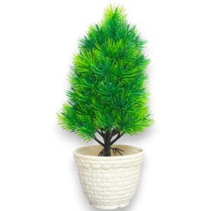Artificial Morpankhi Bonsai Plant in Tile-Finish White Pot