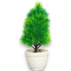 Artificial Morpankhi Bonsai Plant in Tile-Finish White Pot