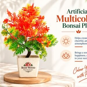 Artificial Multicolour Bonsai Plant in White Gamla Pot
