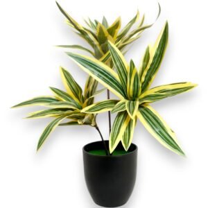 Artificial Spider Plant with 3 Bunches in Black Pot