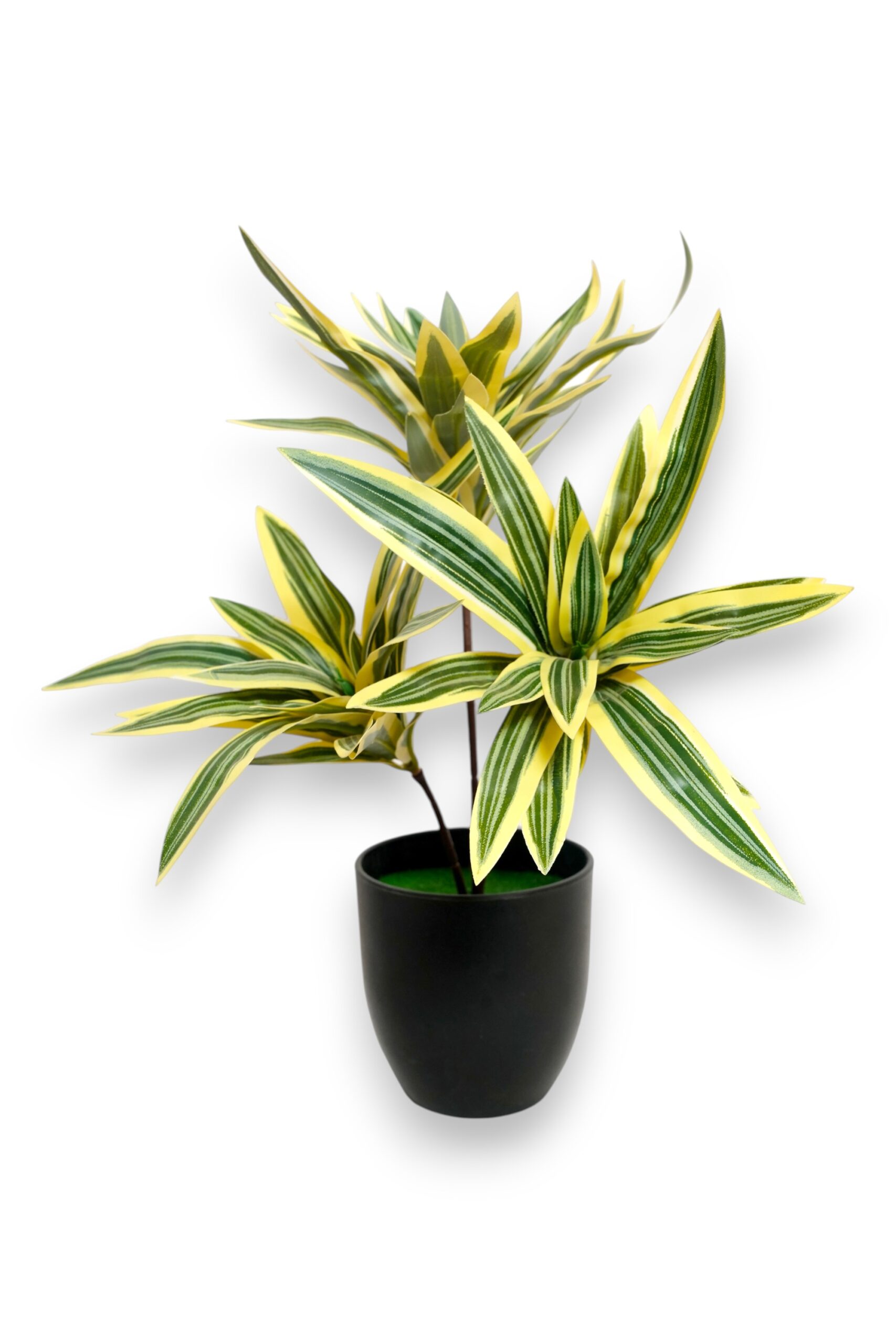 Artificial Spider Plant with 3 Bunches in Fancy Black Pot