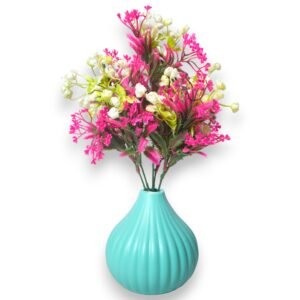 Artificial Japanese Full Blossom Flower Plant with Sea Blue Pot