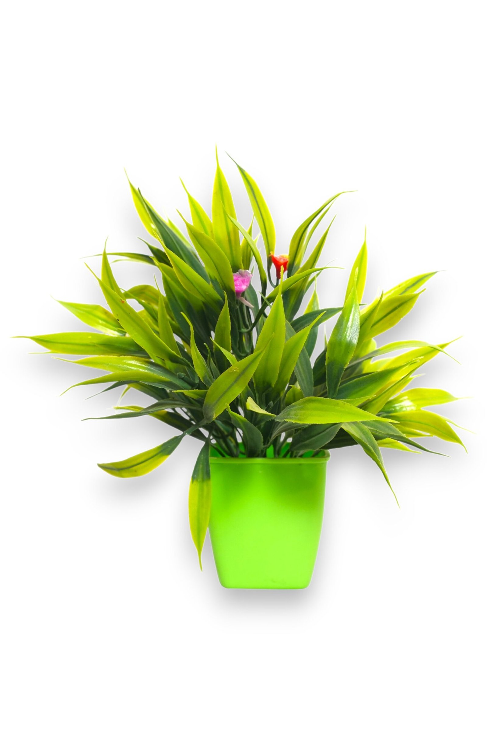 Artificial Bamboo Leaves Plant with Red Flower