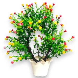 Artificial Buti Red Yellow Flower Plant in Opal Shaped Stem