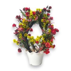 Artificial Bonsai Multicolour Buti Plant with Lotus-Shaped White Pot
