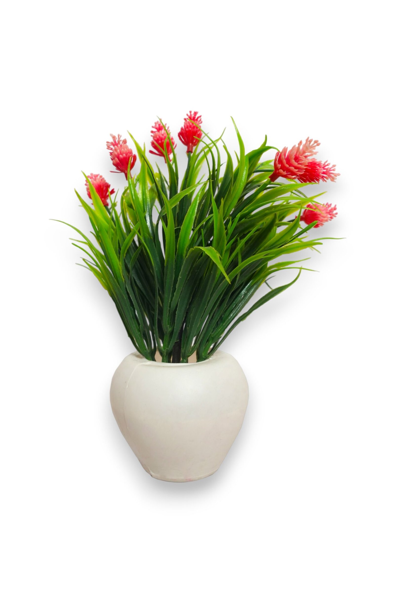 Artificial Green Leaves Bonsai Plant with Red Flowers