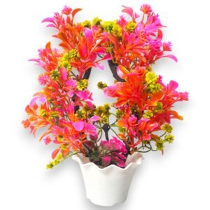 Artificial Multicolour Buti Bonsai Plant with Lotus Shaped Pot