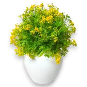 Artificial Natural Bush Yellow Flower Plant with Apple Shape Pot