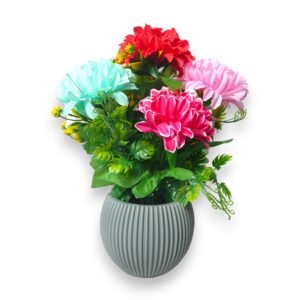 Artificial Peony Rainbow Color Flower Plant with Green Leaves