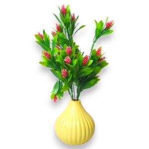 Artificial Red Swiss Lily Flowers plant with Yellow Designer Pot
