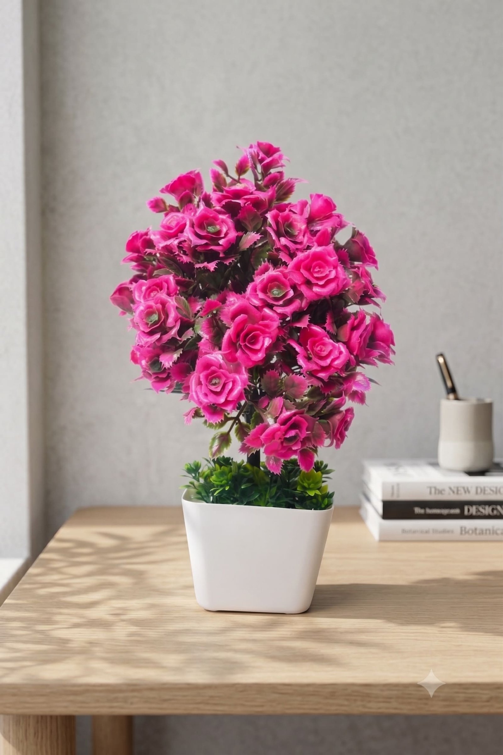 artificial pink flower bonsai plant
