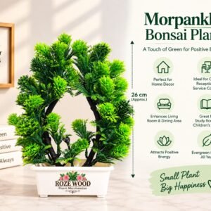 Morpankhi Artificial Bonsai Plant with Jupiter-Shaped Fancy White Pot