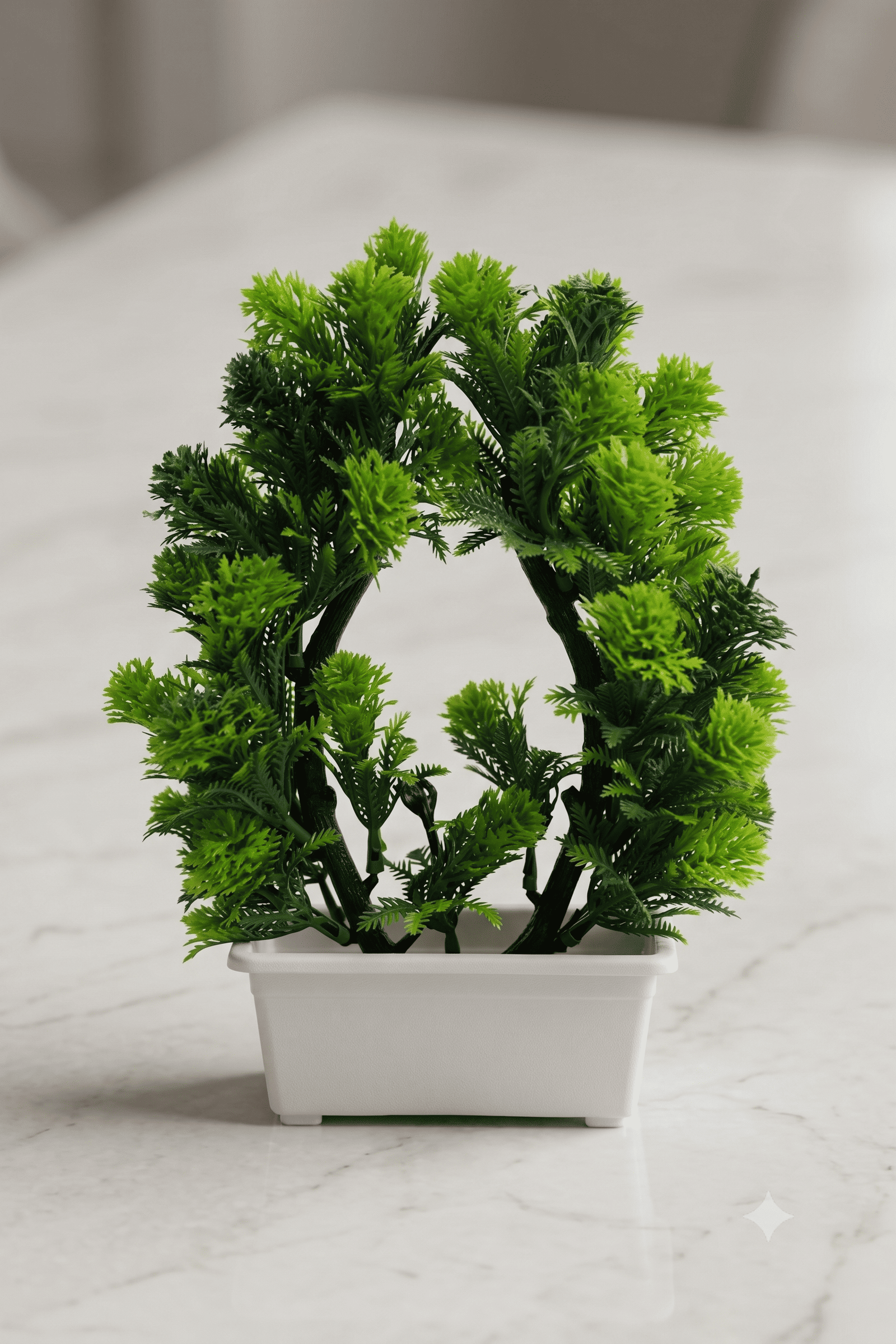 artificial morpankhi plant with white tub like pot
