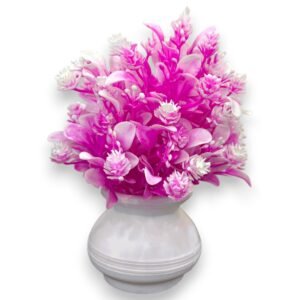 Artificial Pink & White Leaves Bonsai Plant with Matka-Shaped Pot