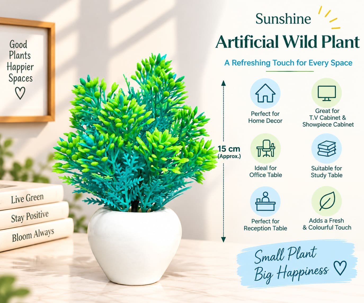 Sunshine Artificial Wild Plant with Apple-Shaped White Pot